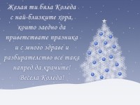 Желая ти бяла Коледа с най-близките хора, които заедно да приветствате празника и с много здраве и разбирателство все така напред да крачите! Весела Коледа!